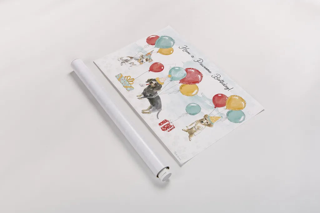 Paws of Love V Birthday by Beth Grove. shown as a rolled paper print. Available as archival giclee rolled canvas, fine art paper, or poster print. SKU 87359i.