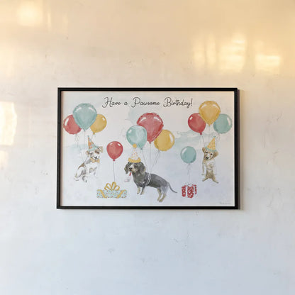 Paws of Love V Birthday by Beth Grove. shown as a paper print in a black flame. Available as a archival giclee rolled canvas, fine art paper, or poster print. SKU 87359i.