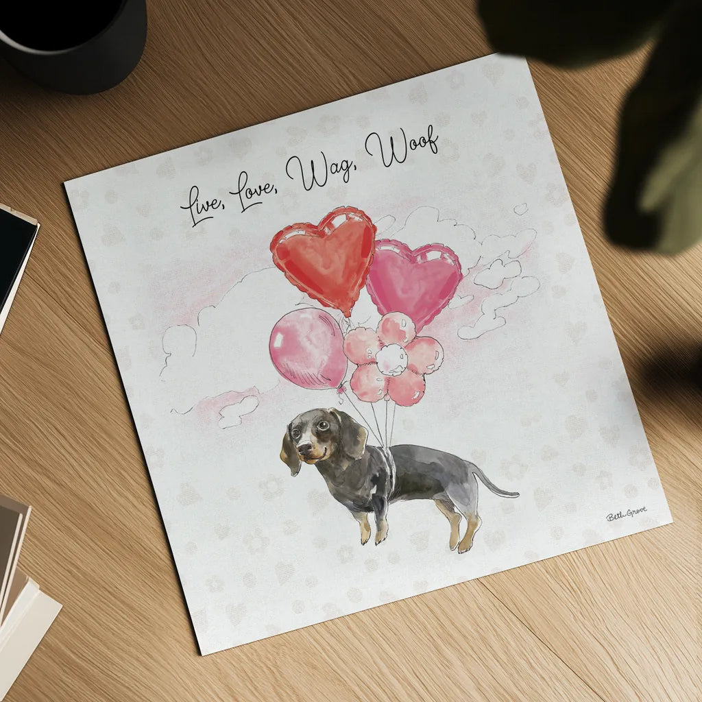 Paws of Love V Pink by Beth Grove. Shown as a detailed flat fine art print, highlighting archival giclee quality. Available as an archival giclee rolled canvas, fine art paper, or poster print. SKU 56386a.