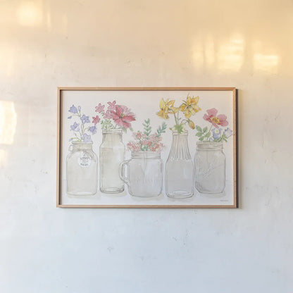 Peaceful Petals I by Beth Grove. shown as a paper print in a natural frame. Available as a archival giclee rolled canvas, fine art paper, or poster print. SKU 69986i.
