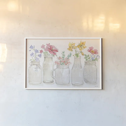 Peaceful Petals I by Beth Grove. shown as a paper print in a white frame. Available as a archival giclee rolled canvas, fine art paper, or poster print. SKU 69986i.