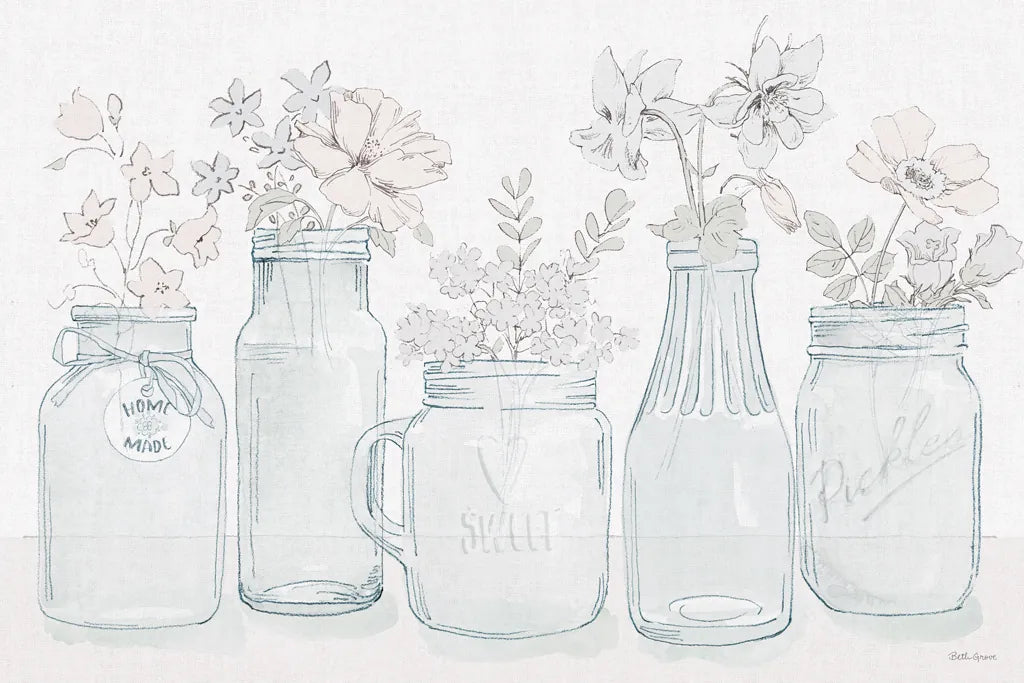 Peaceful Petals I Blue Gray by Beth Grove. SKU 79199i. Archival Giclee Fine art print for wall decor.