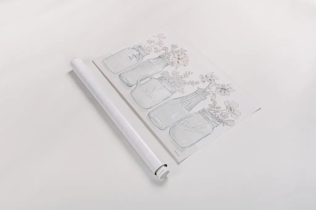 Peaceful Petals I Blue Gray by Beth Grove. shown as a rolled paper print. Available as archival giclee rolled canvas, fine art paper, or poster print. SKU 79199i.