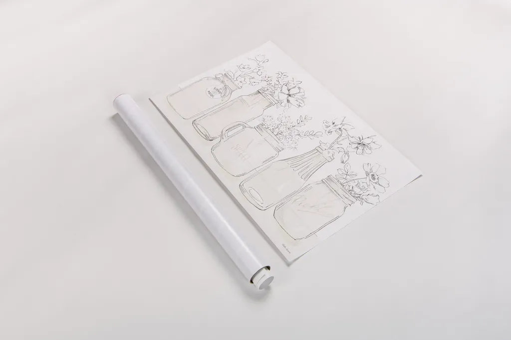 Peaceful Petals I Neutral by Beth Grove. shown as a rolled paper print. Available as archival giclee rolled canvas, fine art paper, or poster print. SKU 69996i.