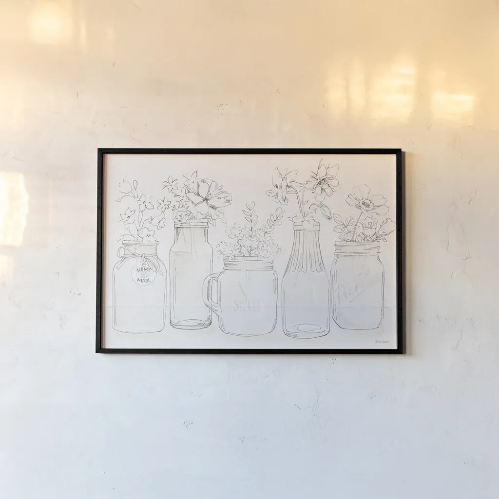 Peaceful Petals I Neutral by Beth Grove. shown as a paper print in a black flame. Available as a archival giclee rolled canvas, fine art paper, or poster print. SKU 69996i.