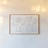 Peaceful Petals I Neutral by Beth Grove. shown as a paper print in a natural frame. Available as a archival giclee rolled canvas, fine art paper, or poster print. SKU 69996i.