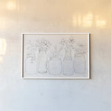 Peaceful Petals I Neutral by Beth Grove. shown as a paper print in a white frame. Available as a archival giclee rolled canvas, fine art paper, or poster print. SKU 69996i.
