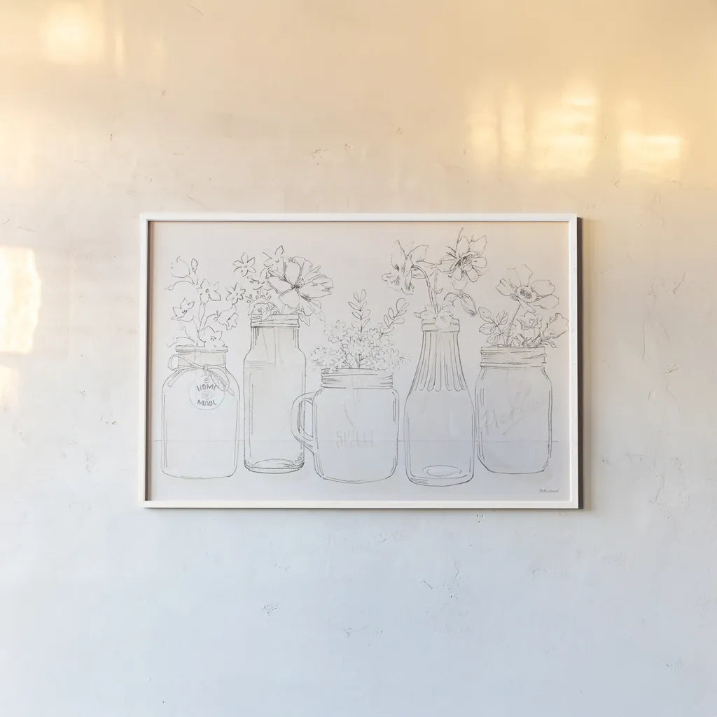 Peaceful Petals I Neutral by Beth Grove. shown as a paper print in a white frame. Available as a archival giclee rolled canvas, fine art paper, or poster print. SKU 69996i.