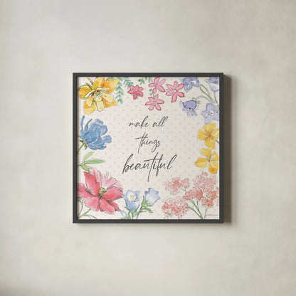 Peaceful Petals IX by Beth Grove. Shown in a sleek black glass frame for a contemporary gallery look. Available as an archival giclee rolled canvas, fine art paper, or poster print. SKU 69994a.