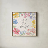Peaceful Petals IX by Beth Grove. Shown in a natural wood glass frame for a timeless modern aesthetic. Available as an archival giclee rolled canvas, fine art paper, or poster print. SKU 69994a.