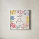 Peaceful Petals IX by Beth Grove. Shown in a crisp white glass frame for a clean and minimalist style. Available as an archival giclee rolled canvas, fine art paper, or poster print. SKU 69994a.