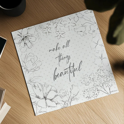 Peaceful Petals IX Neutral by Beth Grove. Shown as a detailed flat fine art print, highlighting archival giclee quality. Available as an archival giclee rolled canvas, fine art paper, or poster print. SKU 70004a.