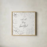 Peaceful Petals IX Neutral by Beth Grove. Shown in a natural wood glass frame for a timeless modern aesthetic. Available as an archival giclee rolled canvas, fine art paper, or poster print. SKU 70004a.
