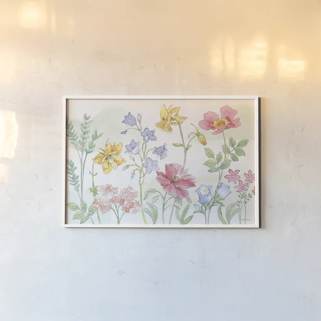 Peaceful Petals VI by Beth Grove. shown as a paper print in a white frame. Available as a archival giclee rolled canvas, fine art paper, or poster print. SKU 69991i.