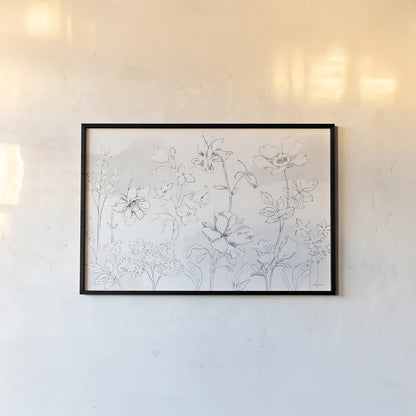 Peaceful Petals VI Neutral by Beth Grove. shown as a paper print in a black flame. Available as a archival giclee rolled canvas, fine art paper, or poster print. SKU 70001i.