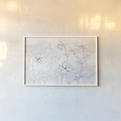 Peaceful Petals VI Neutral by Beth Grove. shown as a paper print in a white frame. Available as a archival giclee rolled canvas, fine art paper, or poster print. SKU 70001i.