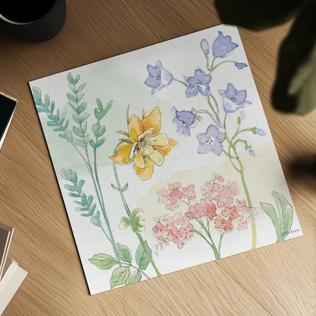 Peaceful Petals VII by Beth Grove. Shown as a detailed flat fine art print, highlighting archival giclee quality. Available as an archival giclee rolled canvas, fine art paper, or poster print. SKU 69992a.