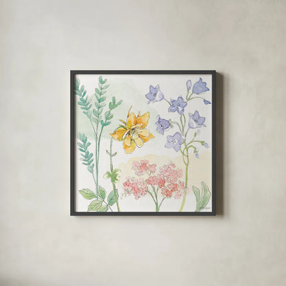 Peaceful Petals VII by Beth Grove. Shown in a sleek black glass frame for a contemporary gallery look. Available as an archival giclee rolled canvas, fine art paper, or poster print. SKU 69992a.