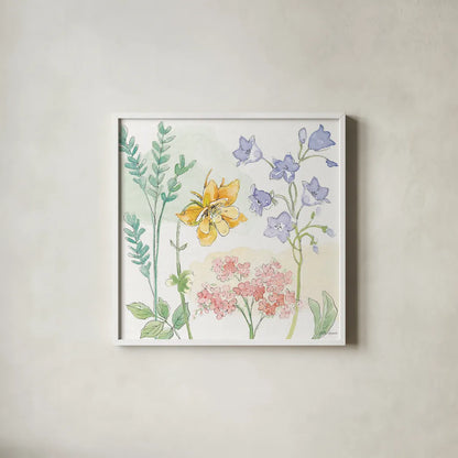 Peaceful Petals VII by Beth Grove. Shown in a crisp white glass frame for a clean and minimalist style. Available as an archival giclee rolled canvas, fine art paper, or poster print. SKU 69992a.