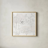 Peaceful Petals VII Neutral by Beth Grove. Shown in a natural wood glass frame for a timeless modern aesthetic. Available as an archival giclee rolled canvas, fine art paper, or poster print. SKU 70002a.