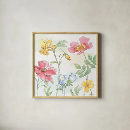 Peaceful Petals VIII by Beth Grove. Shown in a natural wood glass frame for a timeless modern aesthetic. Available as an archival giclee rolled canvas, fine art paper, or poster print. SKU 69993a.
