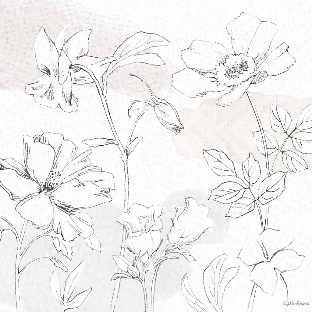 Peaceful Petals VIII Neutral by Beth Grove. SKU 70003a. Archival Giclee Fine art print for wall decor.