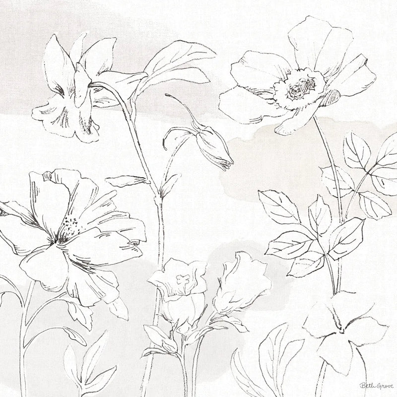 Peaceful Petals VIII Neutral by Beth Grove. SKU 70003a. Archival Giclee Fine art print for wall decor.