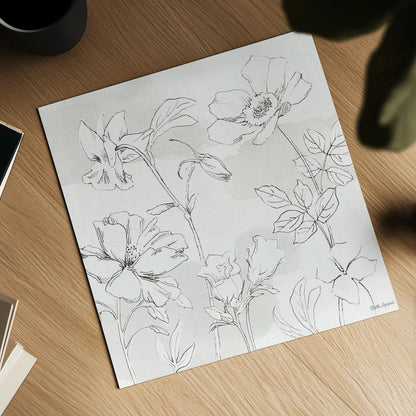 Peaceful Petals VIII Neutral by Beth Grove. Shown as a detailed flat fine art print, highlighting archival giclee quality. Available as an archival giclee rolled canvas, fine art paper, or poster print. SKU 70003a.