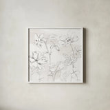 Peaceful Petals VIII Neutral by Beth Grove. Shown in a crisp white glass frame for a clean and minimalist style. Available as an archival giclee rolled canvas, fine art paper, or poster print. SKU 70003a.