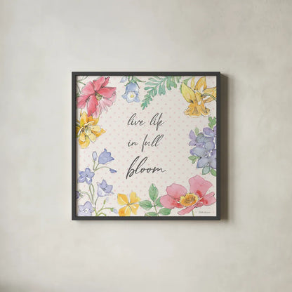 Peaceful Petals X by Beth Grove. Shown in a sleek black glass frame for a contemporary gallery look. Available as an archival giclee rolled canvas, fine art paper, or poster print. SKU 69995a.