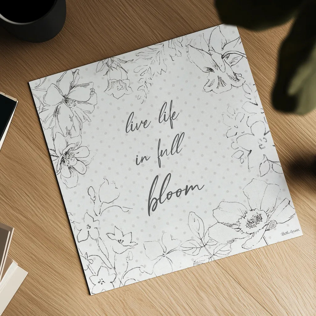 Peaceful Petals X Neutral by Beth Grove. Shown as a detailed flat fine art print, highlighting archival giclee quality. Available as an archival giclee rolled canvas, fine art paper, or poster print. SKU 70005a.