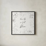 Peaceful Petals X Neutral by Beth Grove. Shown in a sleek black glass frame for a contemporary gallery look. Available as an archival giclee rolled canvas, fine art paper, or poster print. SKU 70005a.