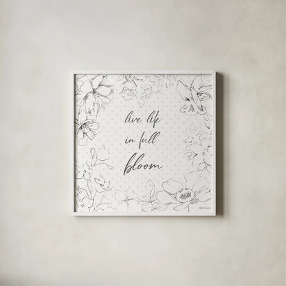 Peaceful Petals X Neutral by Beth Grove. Shown in a crisp white glass frame for a clean and minimalist style. Available as an archival giclee rolled canvas, fine art paper, or poster print. SKU 70005a.