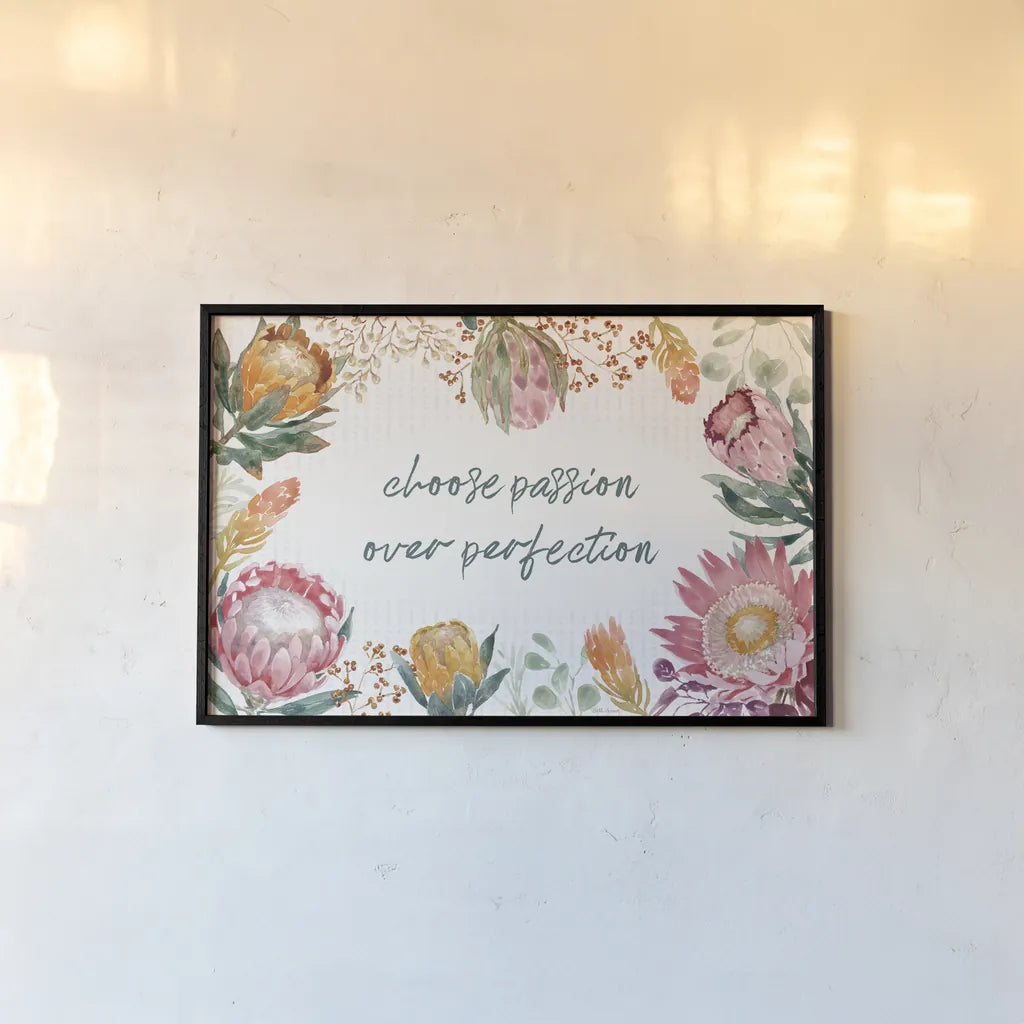 Petal Passion I by Beth Grove. shown as a paper print in a black flame. Available as a archival giclee rolled canvas, fine art paper, or poster print. SKU 70840i.