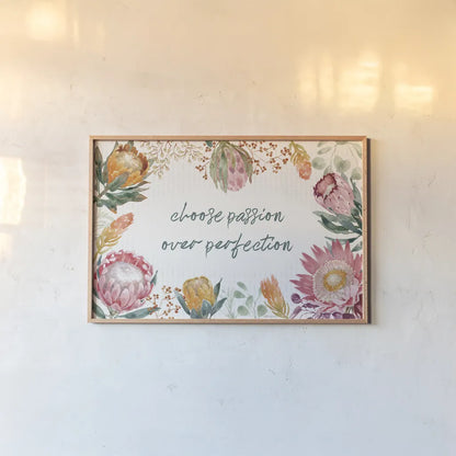 Petal Passion I by Beth Grove. shown as a paper print in a natural frame. Available as a archival giclee rolled canvas, fine art paper, or poster print. SKU 70840i.