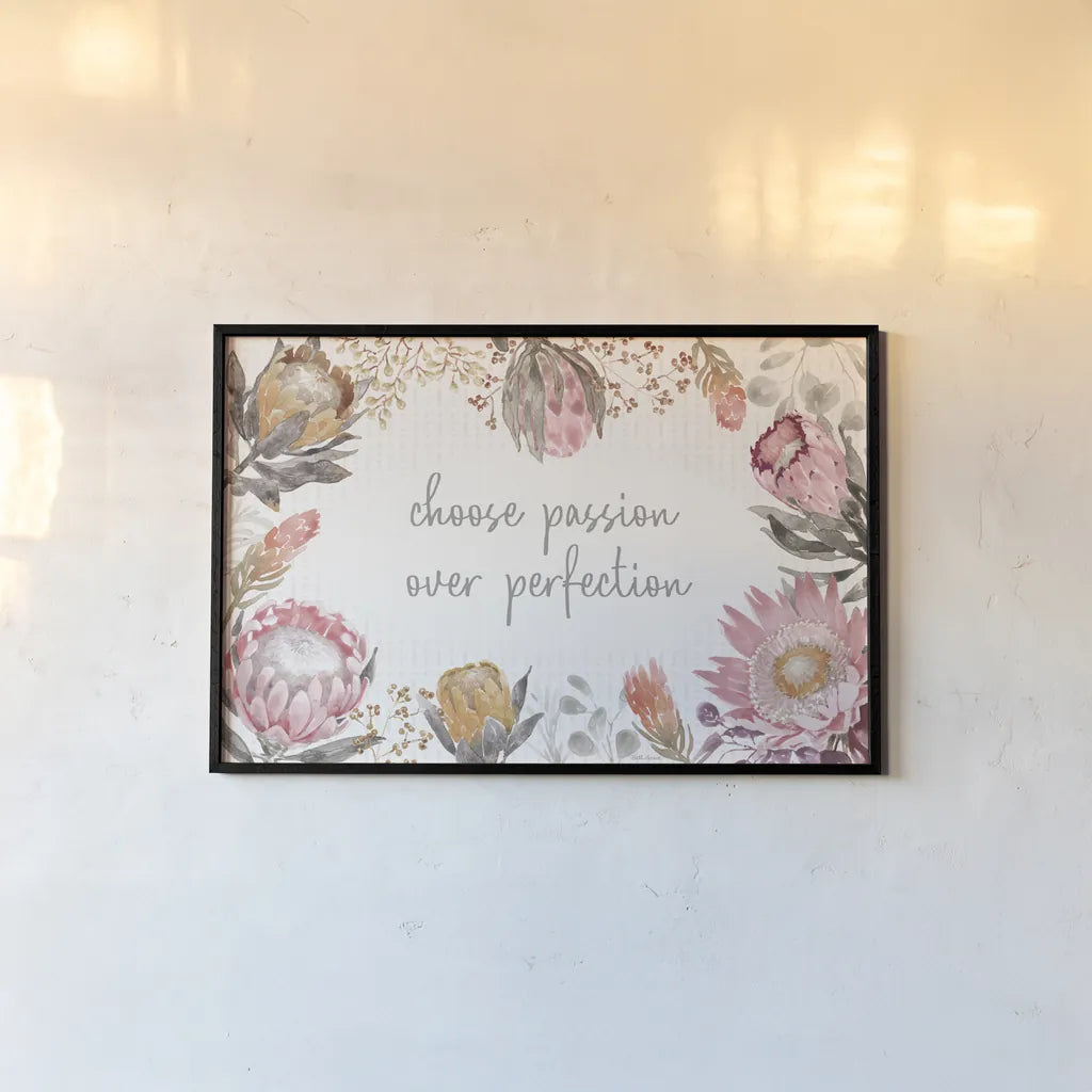 Petal Passion I Soft Boho by Beth Grove. shown as a paper print in a black flame. Available as a archival giclee rolled canvas, fine art paper, or poster print. SKU 71433i.