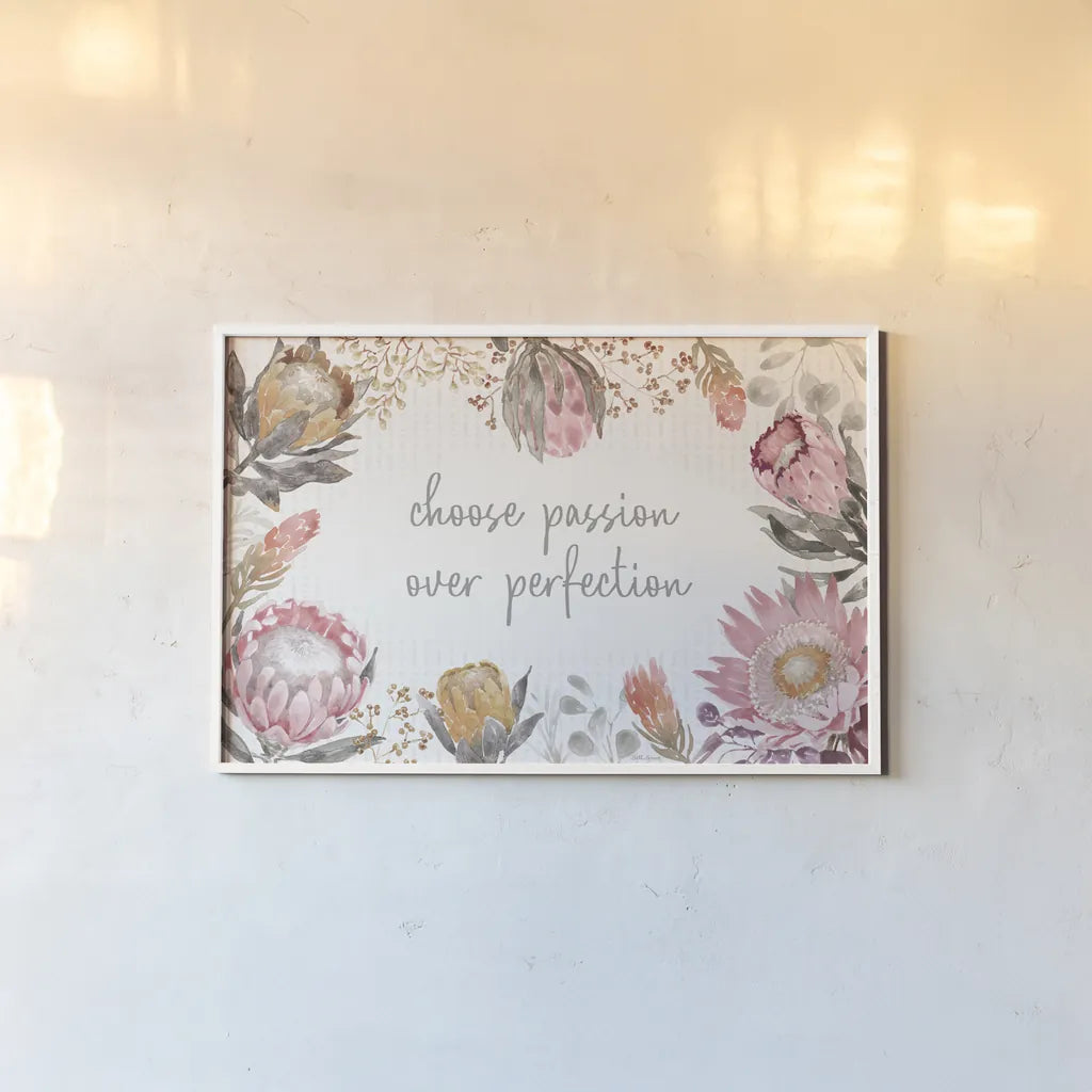 Petal Passion I Soft Boho by Beth Grove. shown as a paper print in a white frame. Available as a archival giclee rolled canvas, fine art paper, or poster print. SKU 71433i.
