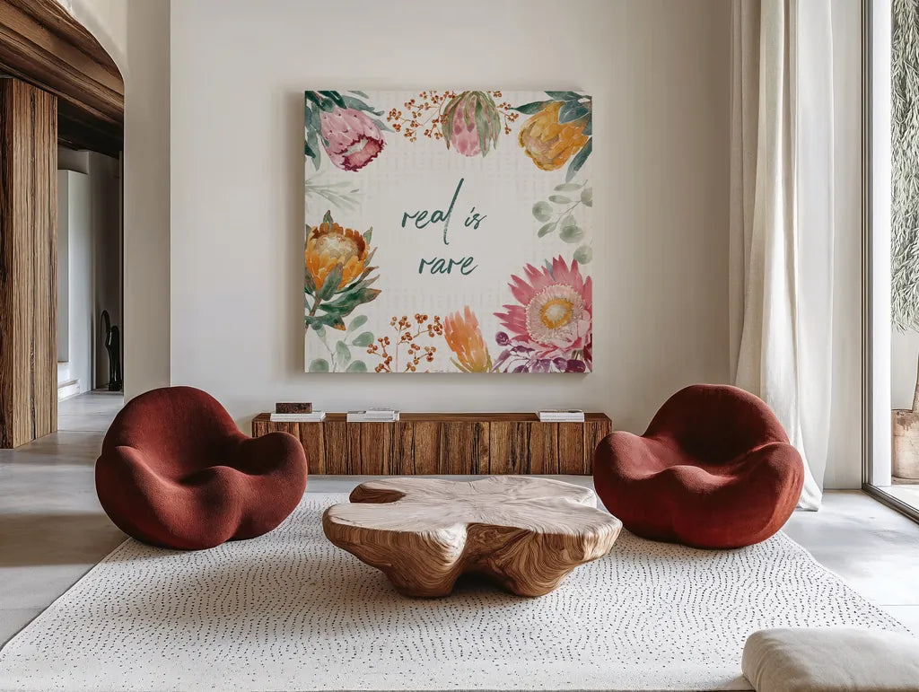 Petal Passion II by Beth Grove. Shown as extra-large giant wall art in a modern living room. Available as an archival giclee rolled canvas, fine art paper, or poster print. SKU 70841a.