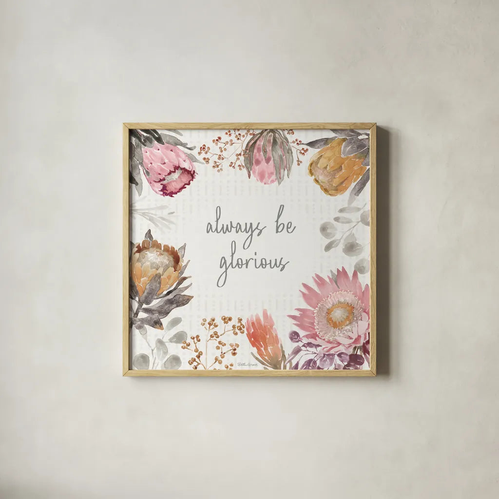 Petal Passion II Soft Boho by Beth Grove. Shown in a natural wood glass frame for a timeless modern aesthetic. Available as an archival giclee rolled canvas, fine art paper, or poster print. SKU 71434a.