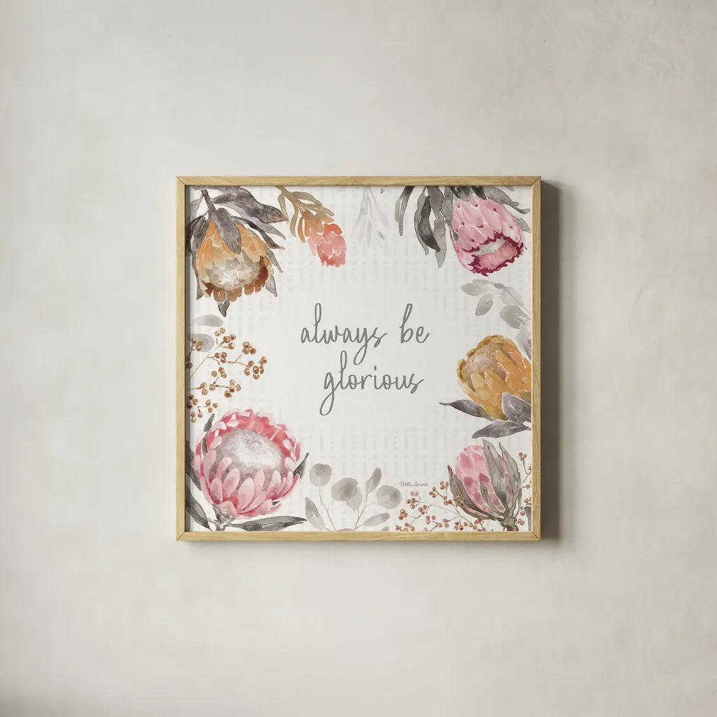 Petal Passion III Soft Boho by Beth Grove. Shown in a natural wood glass frame for a timeless modern aesthetic. Available as an archival giclee rolled canvas, fine art paper, or poster print. SKU 71435a.