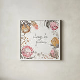 Petal Passion III Soft Boho by Beth Grove. Shown in a crisp white glass frame for a clean and minimalist style. Available as an archival giclee rolled canvas, fine art paper, or poster print. SKU 71435a.