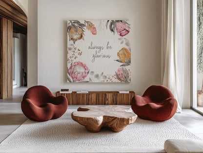 Petal Passion III Soft Boho by Beth Grove. Shown as extra-large giant wall art in a modern living room. Available as an archival giclee rolled canvas, fine art paper, or poster print. SKU 71435a.