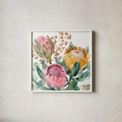 Petal Passion IX by Beth Grove. Shown in a crisp white glass frame for a clean and minimalist style. Available as an archival giclee rolled canvas, fine art paper, or poster print. SKU 70848a.