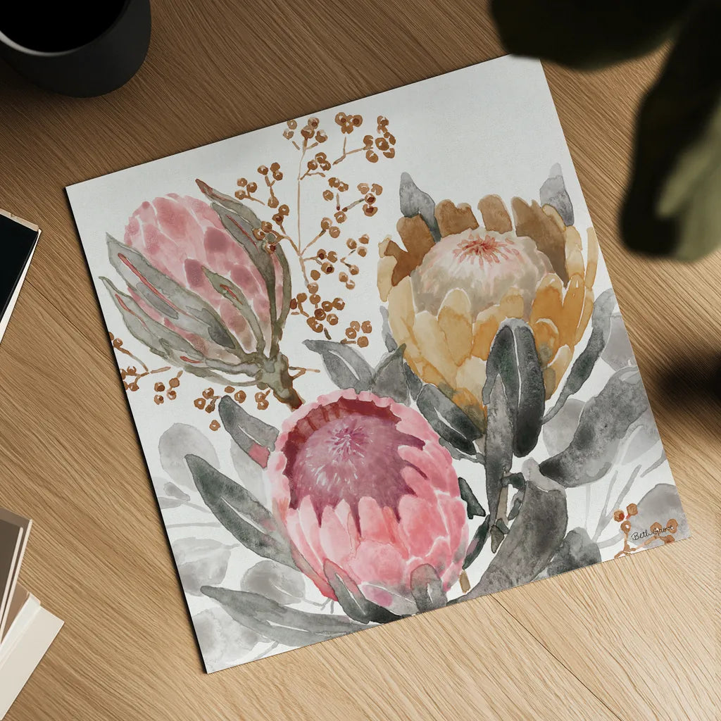 Petal Passion IX Soft Boho by Beth Grove. Shown as a detailed flat fine art print, highlighting archival giclee quality. Available as an archival giclee rolled canvas, fine art paper, or poster print. SKU 71439a.