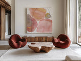 Petal Passion XI Soft Boho by Beth Grove. Shown as extra-large giant wall art in a modern living room. Available as an archival giclee rolled canvas, fine art paper, or poster print. SKU 71441a.