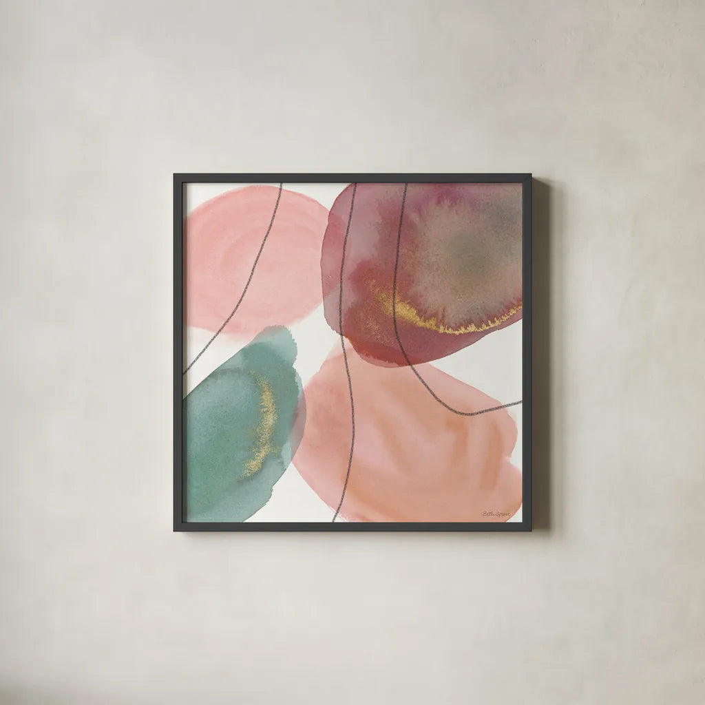 Petal Passion XII by Beth Grove. Shown in a sleek black glass frame for a contemporary gallery look. Available as an archival giclee rolled canvas, fine art paper, or poster print. SKU 70851a.