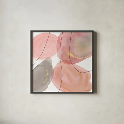 Petal Passion XII Soft Boho by Beth Grove. Shown in a sleek black glass frame for a contemporary gallery look. Available as an archival giclee rolled canvas, fine art paper, or poster print. SKU 71442a.