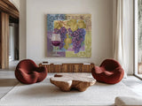 Pinot Noir by Beth Grove. Shown as extra-large giant wall art in a modern living room. Available as an archival giclee rolled canvas, fine art paper, or poster print. SKU 29648a.