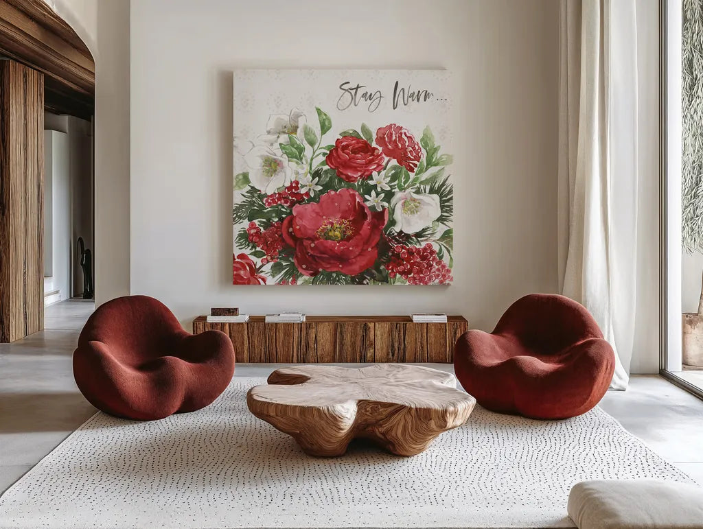 Rustic Season VI by Beth Grove. Shown as extra-large giant wall art in a modern living room. Available as an archival giclee rolled canvas, fine art paper, or poster print. SKU 57374a.