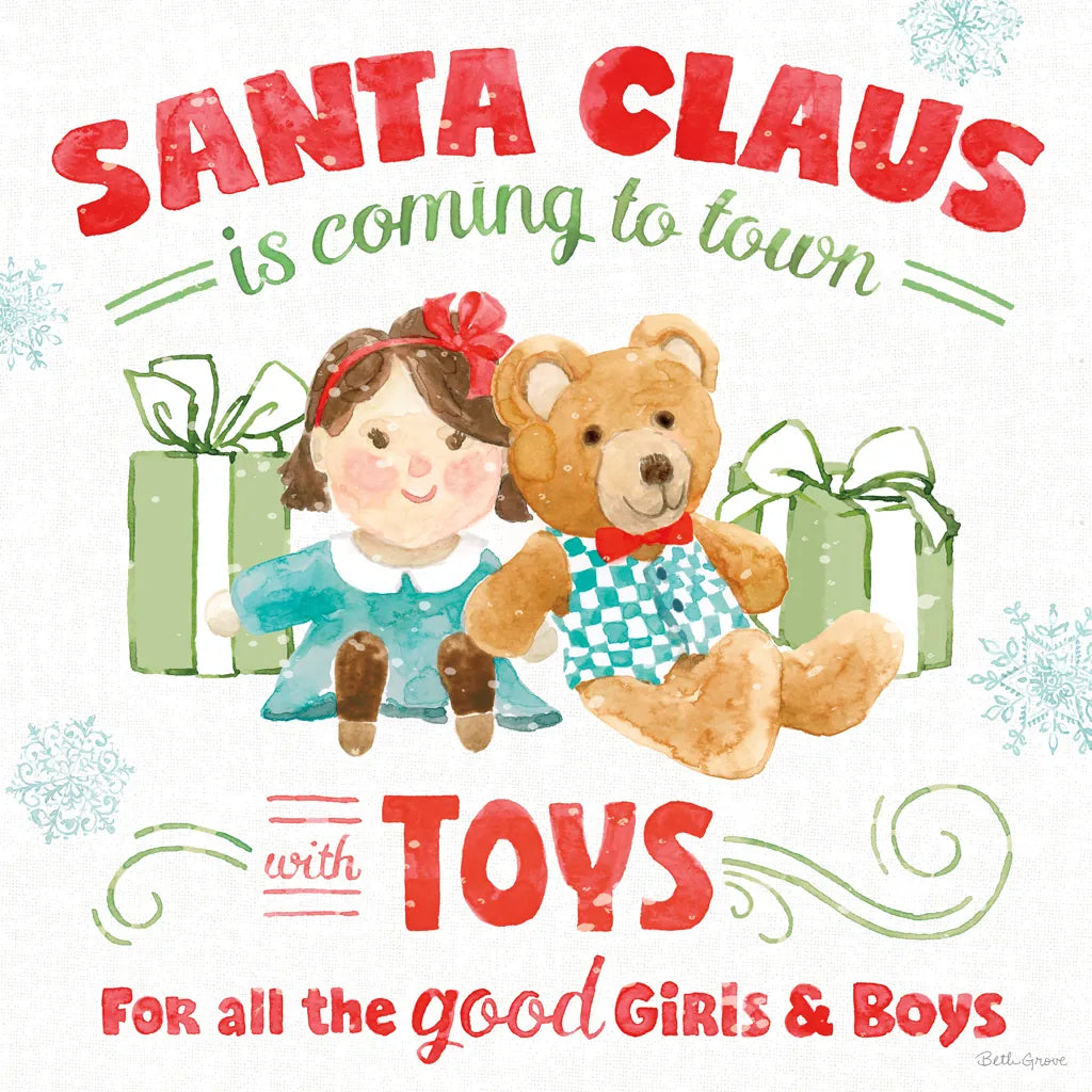 Santa Signs III by Beth Grove. SKU 74591a. Archival Giclee Fine art print for wall decor.